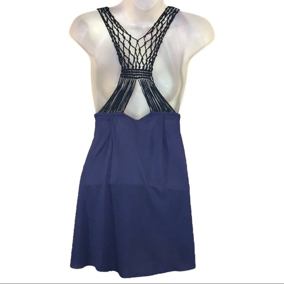 Free People | Blue Racerback Tank Sequins Crochet Neckline / Back Straps M - Picture 4 of 7